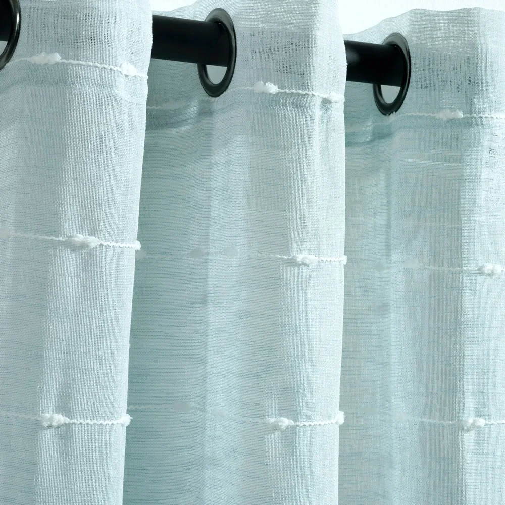 Lush Decor Store Farmhouse‎ Sheer Window Curtain Panels Blue 38X84 Set